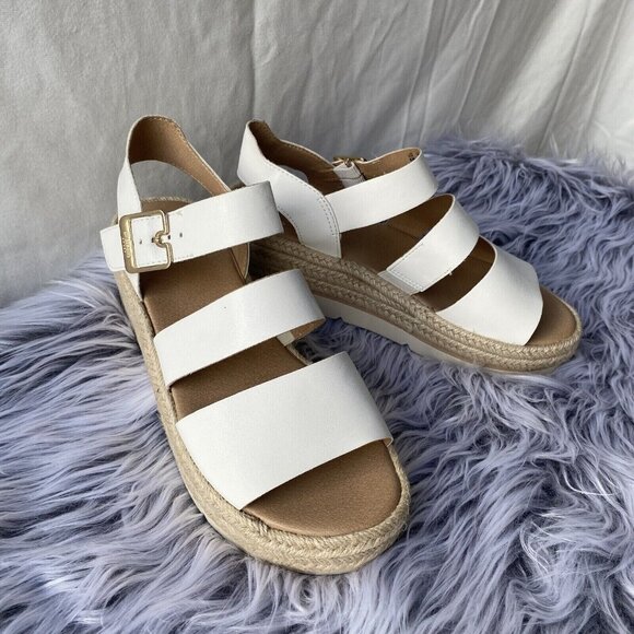 DrScholl's Once Twice Platform Strappy Sandals Women Sz 8M White Faux Leather - Picture 8 of 16